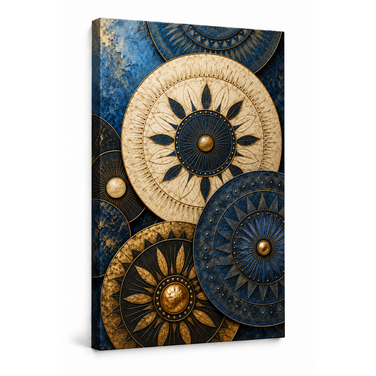 Etched Celestial Discs Abstract — Stretched Canvas product view | AUSJOJO