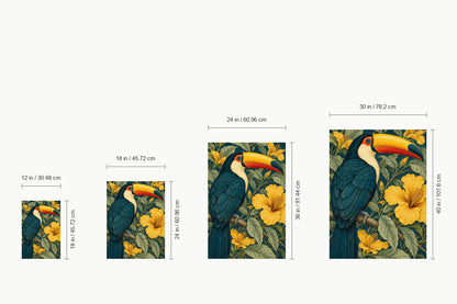 Tropical Toucan and Golden Flowers — size comparison guide | AUSJOJO