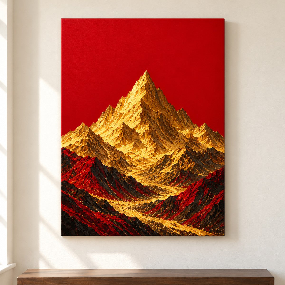 Crimson Sky Golden Mountain — framed artwork main view | AUSJOJO