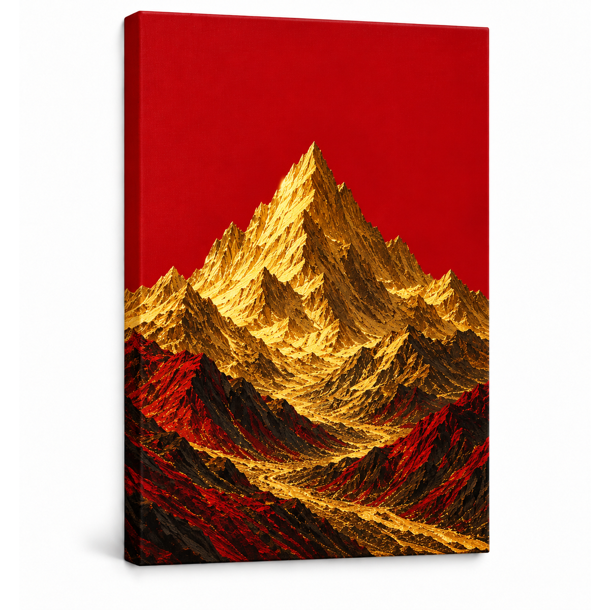 Crimson Sky Golden Mountain — Stretched Canvas product view | AUSJOJO