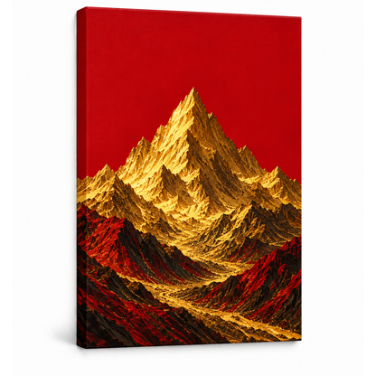 Crimson Sky Golden Mountain — Stretched Canvas product view | AUSJOJO