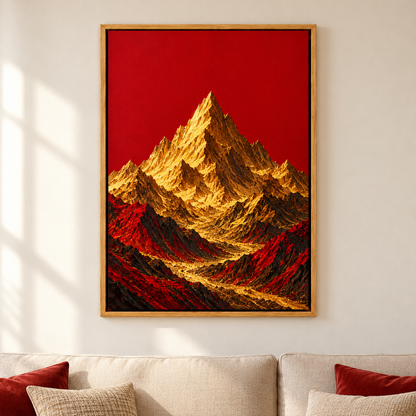 Crimson Sky Golden Mountain — Brown Frame room scene | AUSJOJO