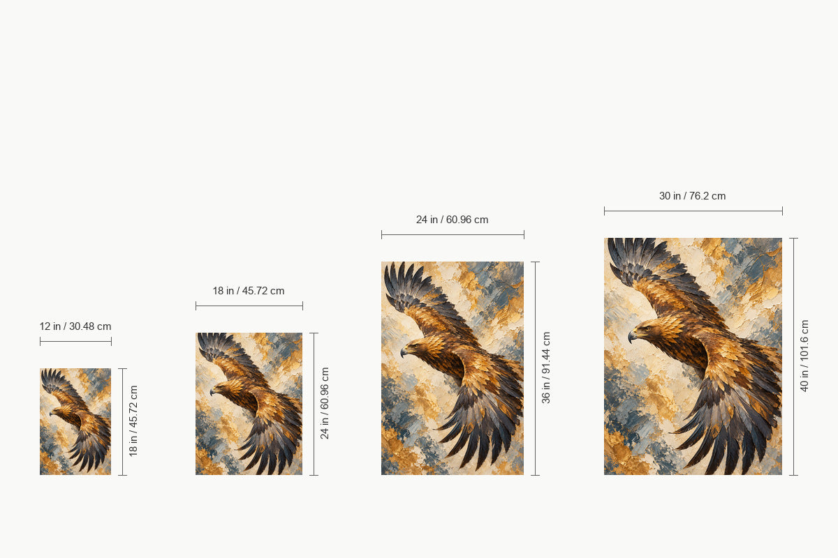 Golden Eagle Impasto Style — size comparison guide | AUSJOJO