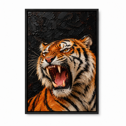 Roaring Tiger Dark Impasto Style — Black Frame finish product view | AUSJOJO