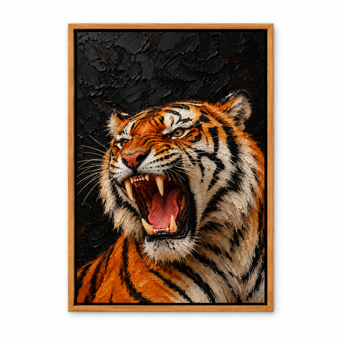 Roaring Tiger Dark Impasto Style — Brown Frame finish product view | AUSJOJO
