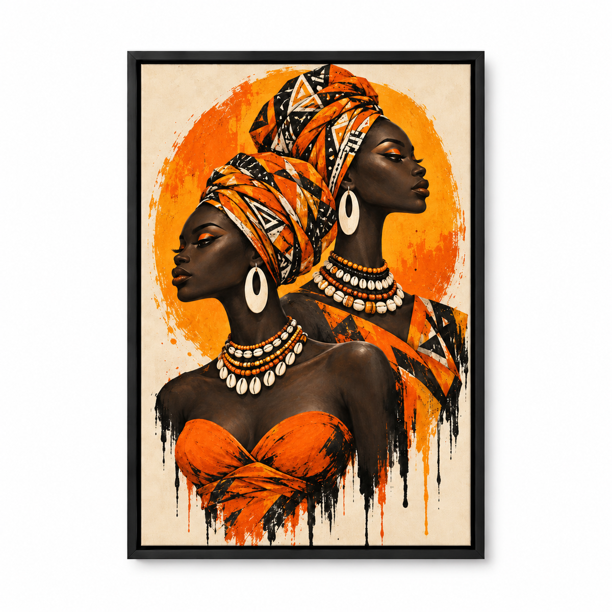 Opposing Profiles African Inspired Women — Black Frame finish product view | AUSJOJO