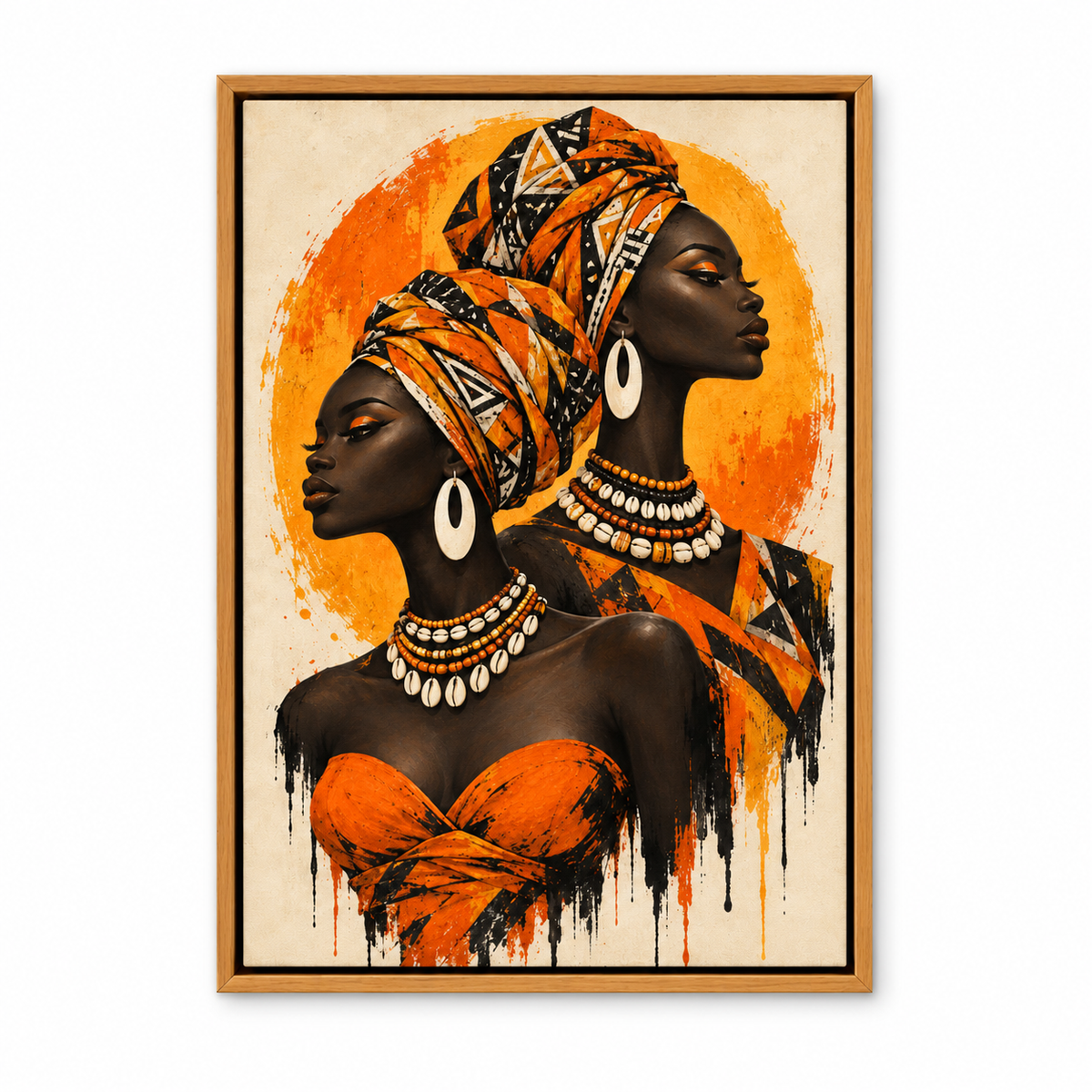 Opposing Profiles African Inspired Women — Brown Frame finish product view | AUSJOJO