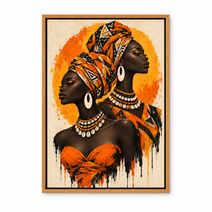 Opposing Profiles African Inspired Women — Brown Frame finish product view | AUSJOJO