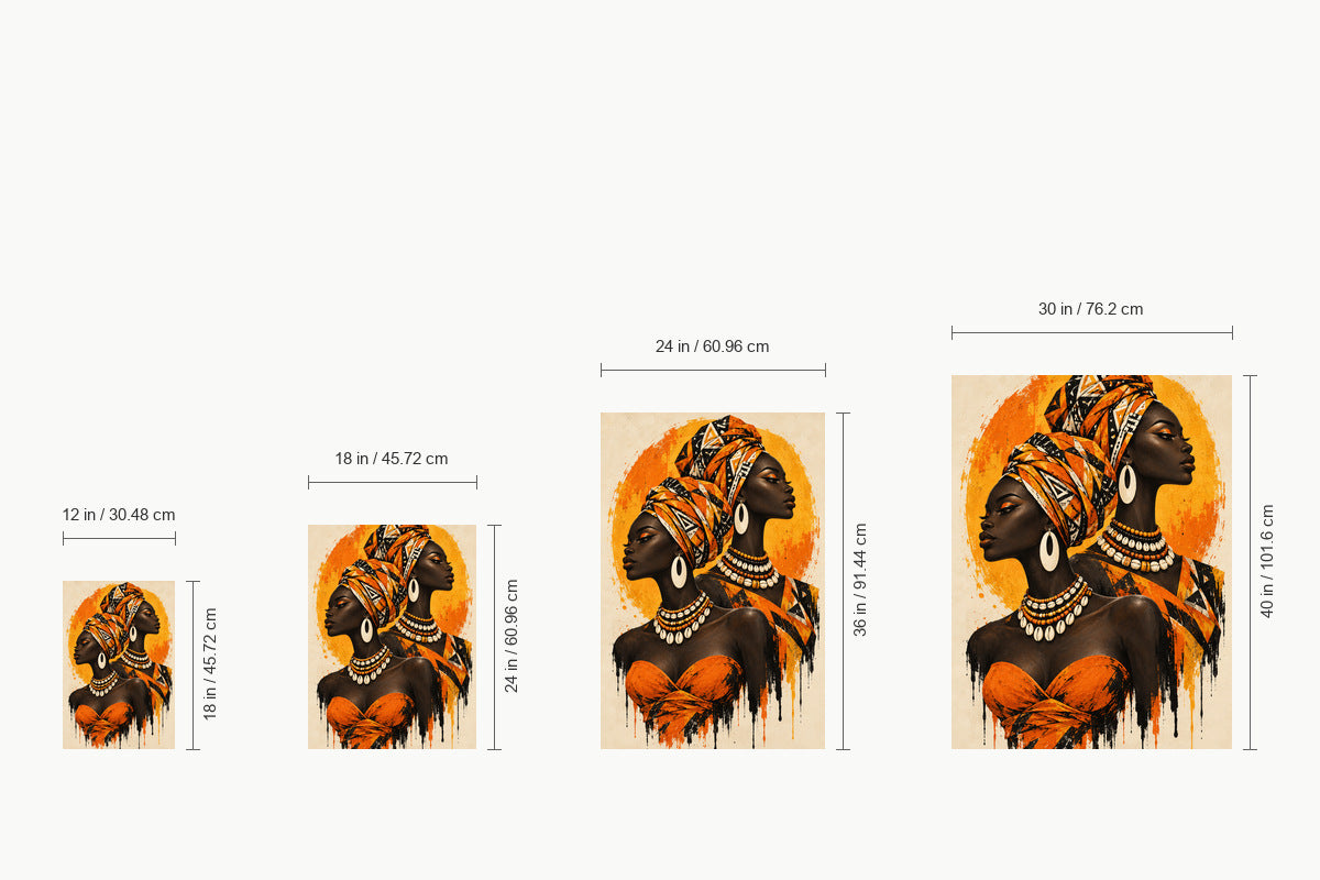 Opposing Profiles African Inspired Women — size comparison guide | AUSJOJO