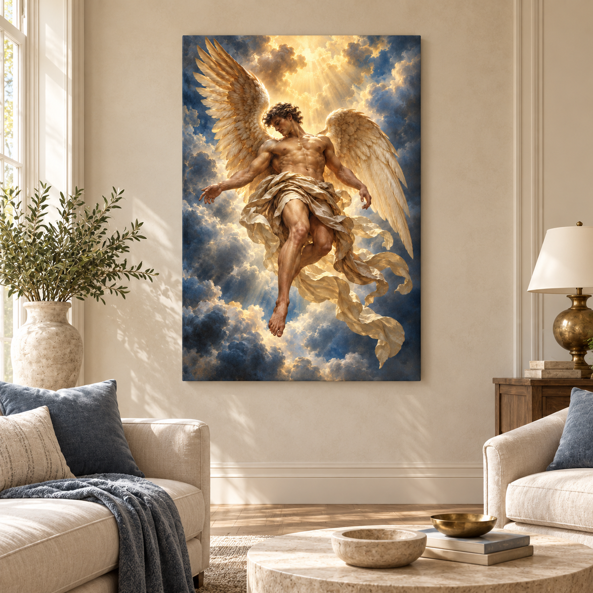 Baroque Celestial Angel — Stretched Canvas room scene | AUSJOJO