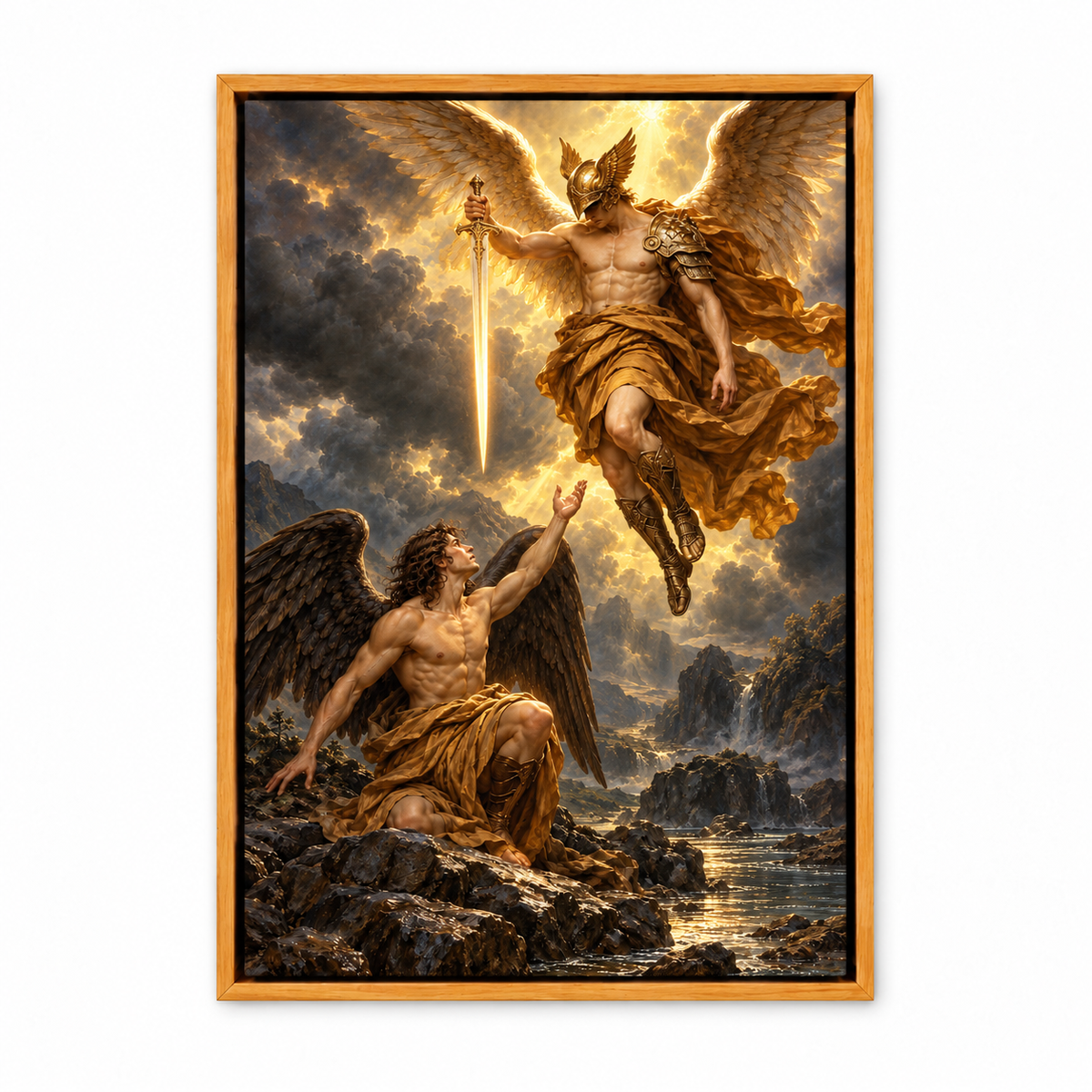 Golden Wing and Dark Wing Angels — Brown Frame finish product view | AUSJOJO