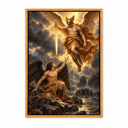 Golden Wing and Dark Wing Angels — Brown Frame finish product view | AUSJOJO