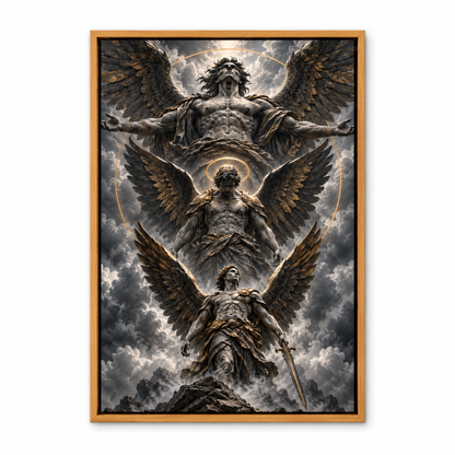 Three Monumental Stone Angels — Brown Frame finish product view | AUSJOJO
