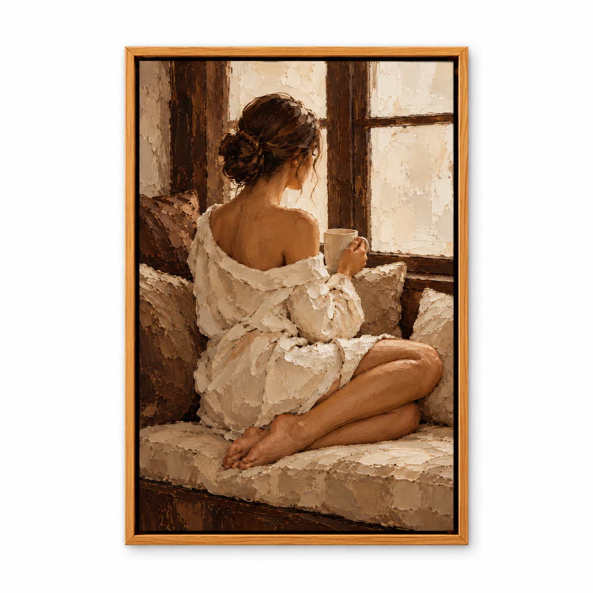 Quiet Window Seat Woman Impasto — Brown Frame finish product view | AUSJOJO