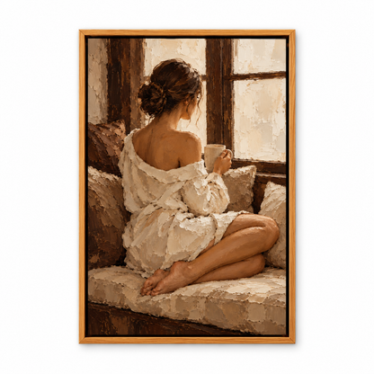 Quiet Window Seat Woman Impasto — Brown Frame finish product view | AUSJOJO