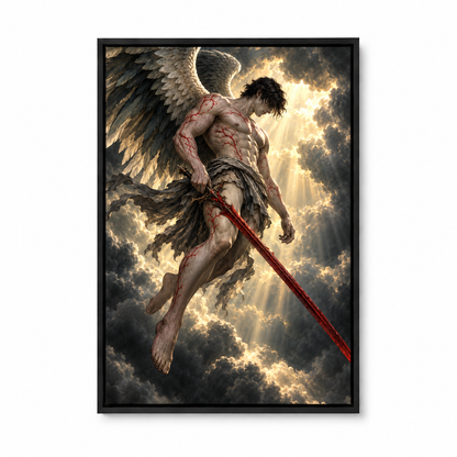 Crimson Sword Winged Warrior — Black Frame finish product view | AUSJOJO