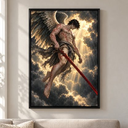 Crimson Sword Winged Warrior — Black Frame room scene | AUSJOJO