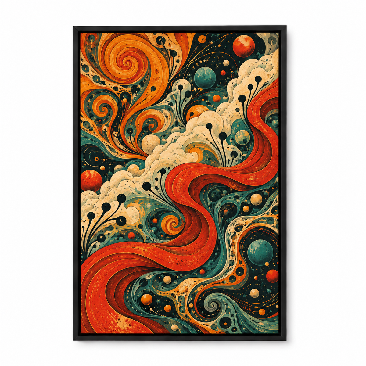 Psychedelic Organic Tendrils Abstract — Black Frame finish product view | AUSJOJO