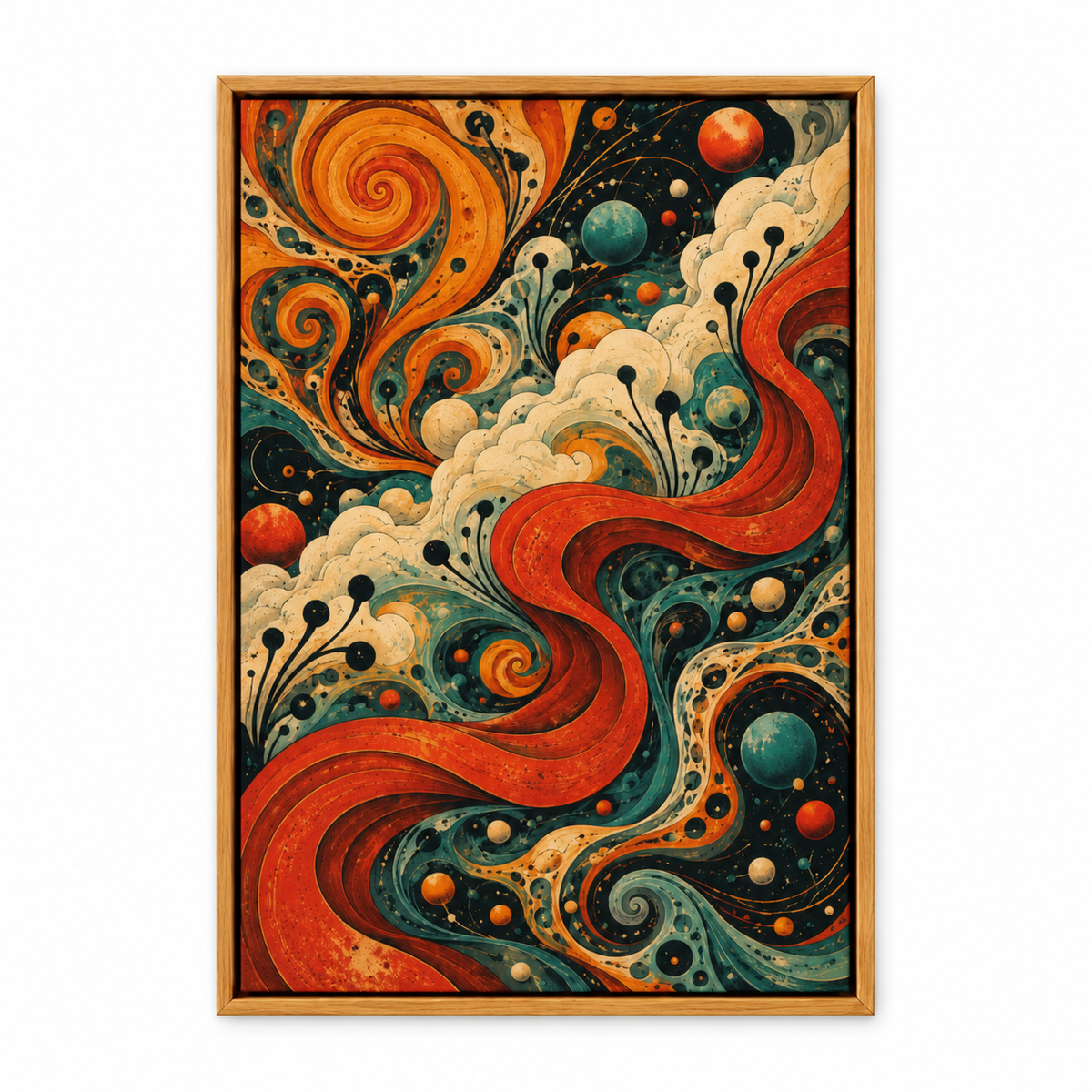 Psychedelic Organic Tendrils Abstract — Brown Frame finish product view | AUSJOJO