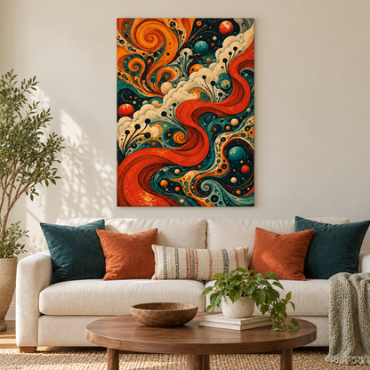 Psychedelic Organic Tendrils Abstract — Stretched Canvas room scene | AUSJOJO