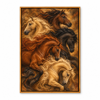 Five Flowing Horses Vintage — Brown Frame finish product view | AUSJOJO