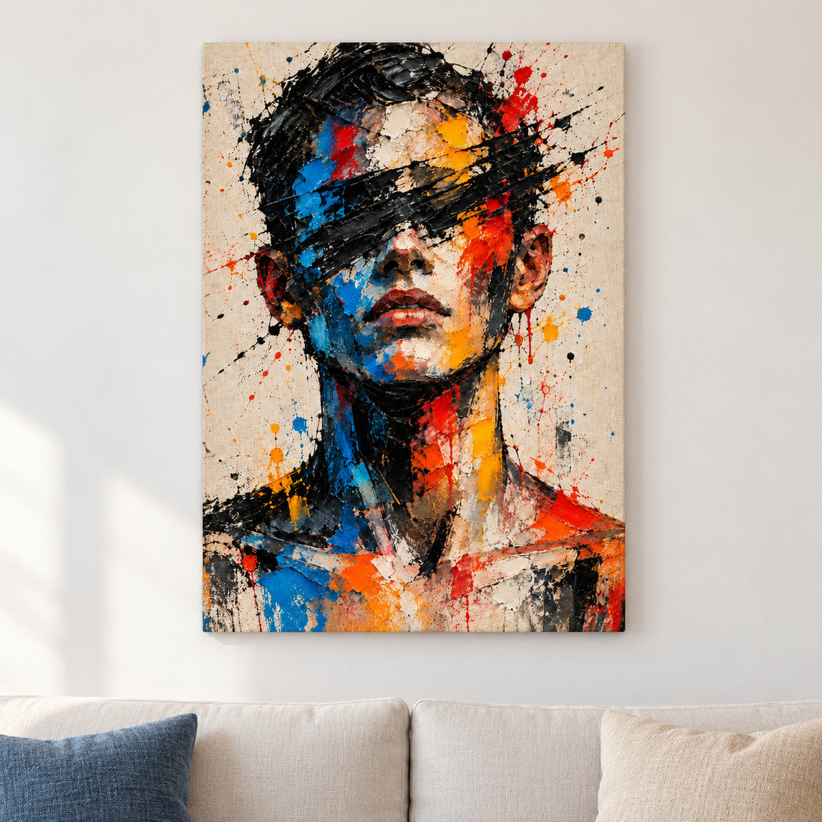 Gestural Color Abstract Portrait — framed artwork main view | AUSJOJO