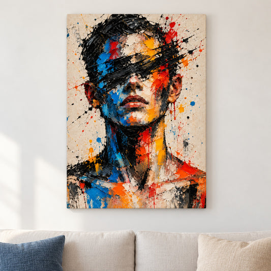 Gestural Color Abstract Portrait — framed artwork main view | AUSJOJO