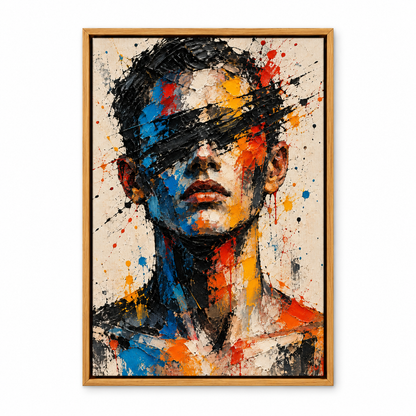 Gestural Color Abstract Portrait — Brown Frame finish product view | AUSJOJO
