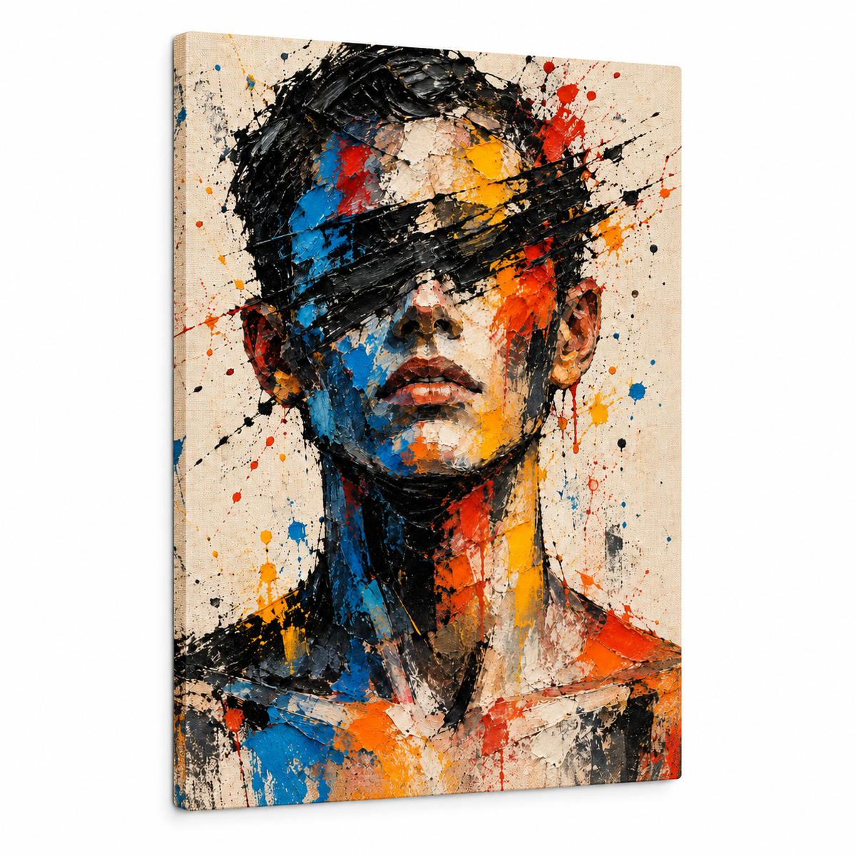 Gestural Color Abstract Portrait — Stretched Canvas product view | AUSJOJO