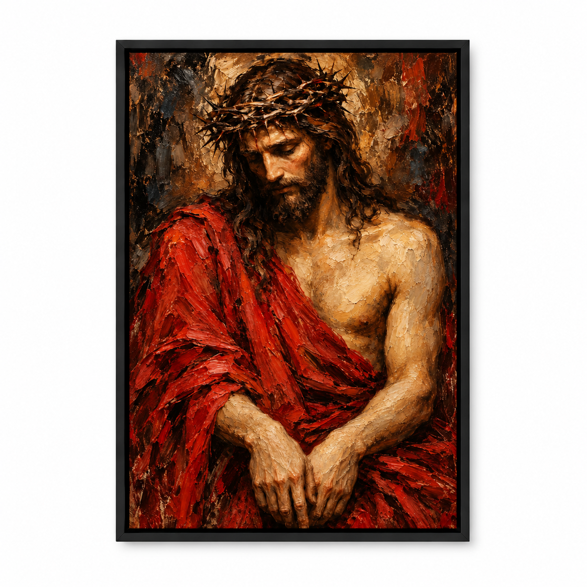 Crown of Thorns Jesus Expressionist — Black Frame finish product view | AUSJOJO
