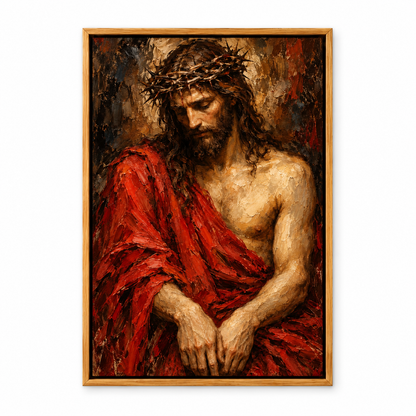 Crown of Thorns Jesus Expressionist — Brown Frame finish product view | AUSJOJO