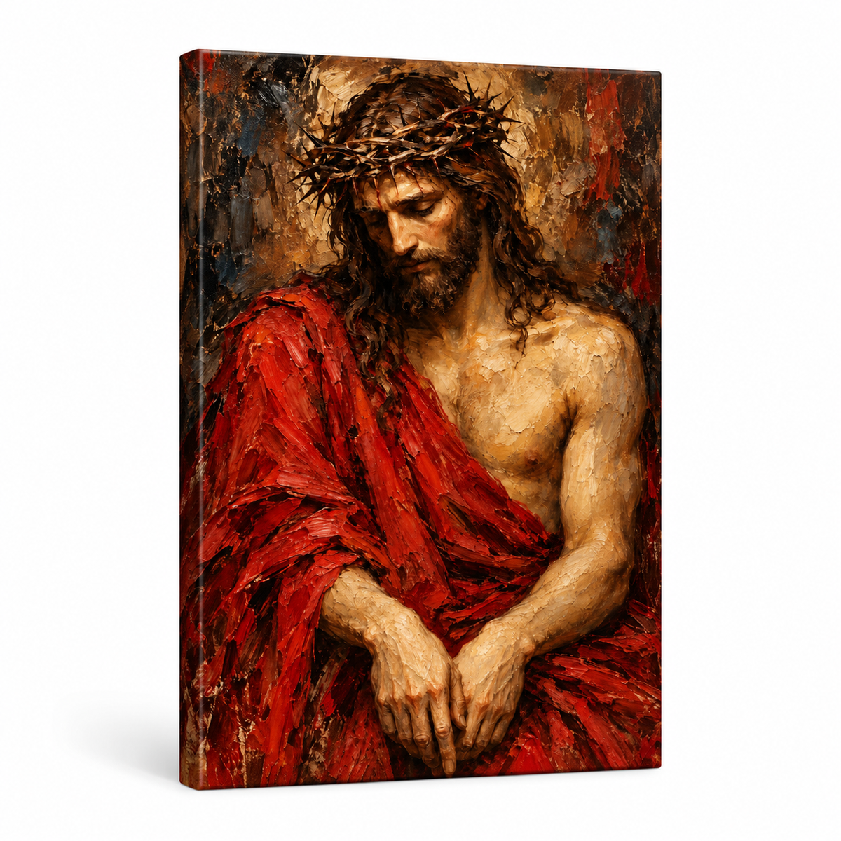 Crown of Thorns Jesus Expressionist — Stretched Canvas product view | AUSJOJO