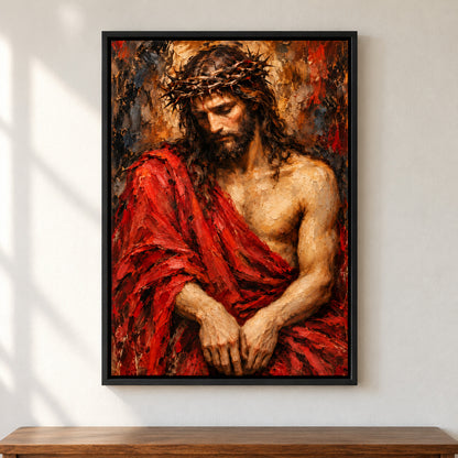 Crown of Thorns Jesus Expressionist — Black Frame room scene | AUSJOJO