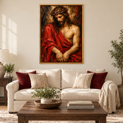 Crown of Thorns Jesus Expressionist — Brown Frame room scene | AUSJOJO
