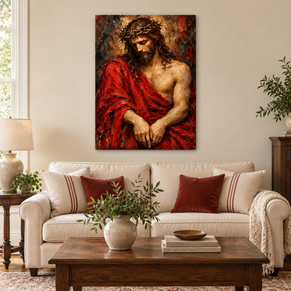 Crown of Thorns Jesus Expressionist — Stretched Canvas room scene | AUSJOJO