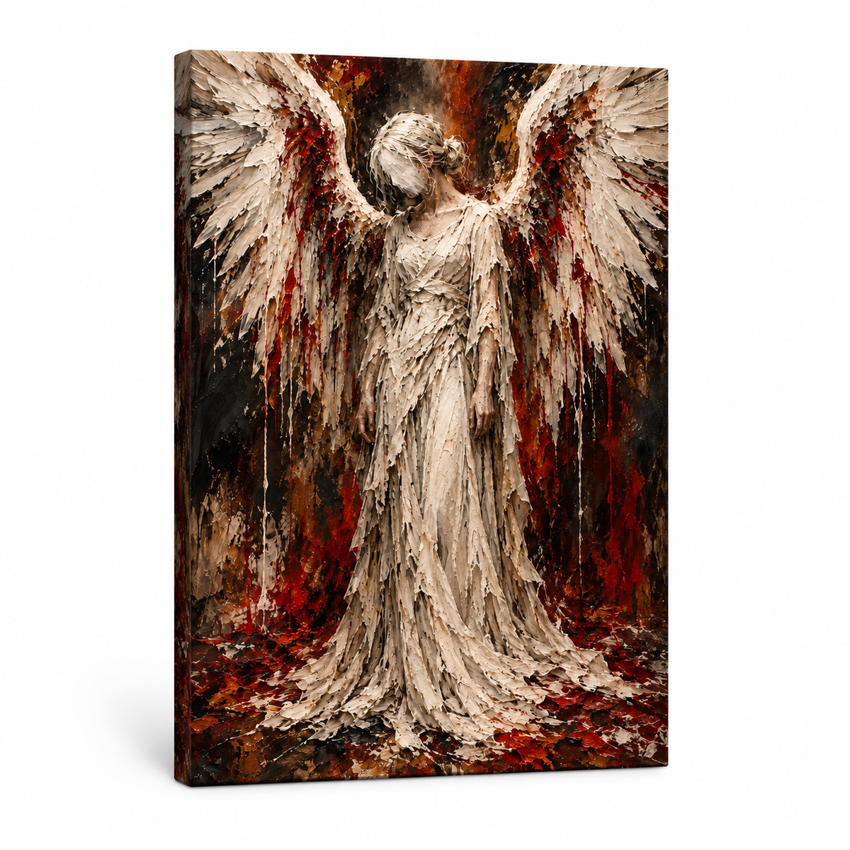 Ivory Angel Dark Expressionist — Stretched Canvas product view | AUSJOJO