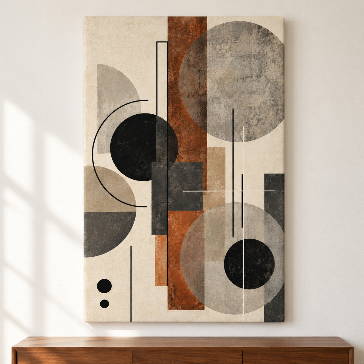 Neutral Circles Geometric Collage — framed artwork main view | AUSJOJO