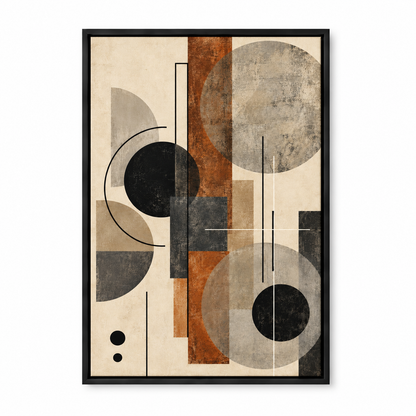 Neutral Circles Geometric Collage — Black Frame finish product view | AUSJOJO