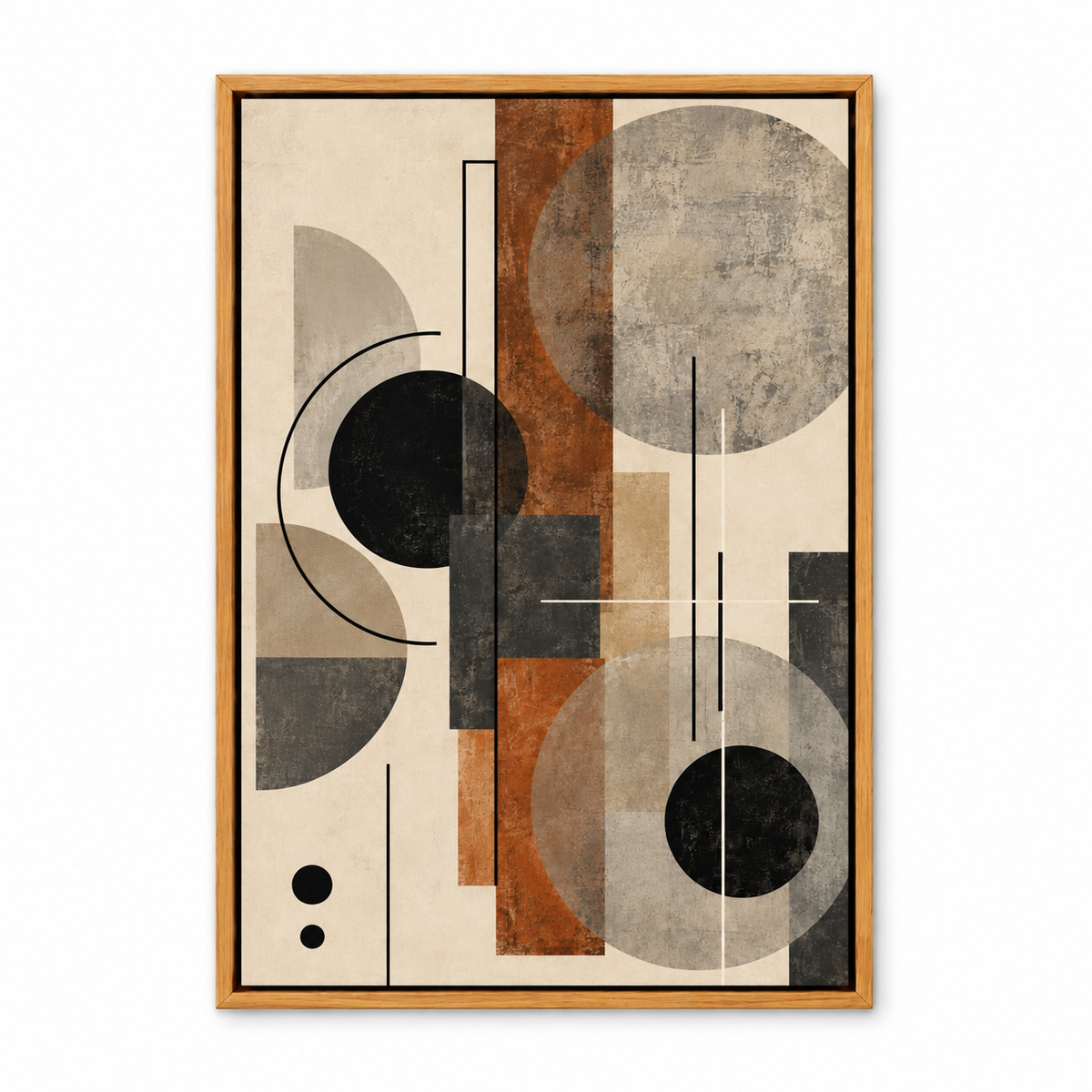 Neutral Circles Geometric Collage — Brown Frame finish product view | AUSJOJO