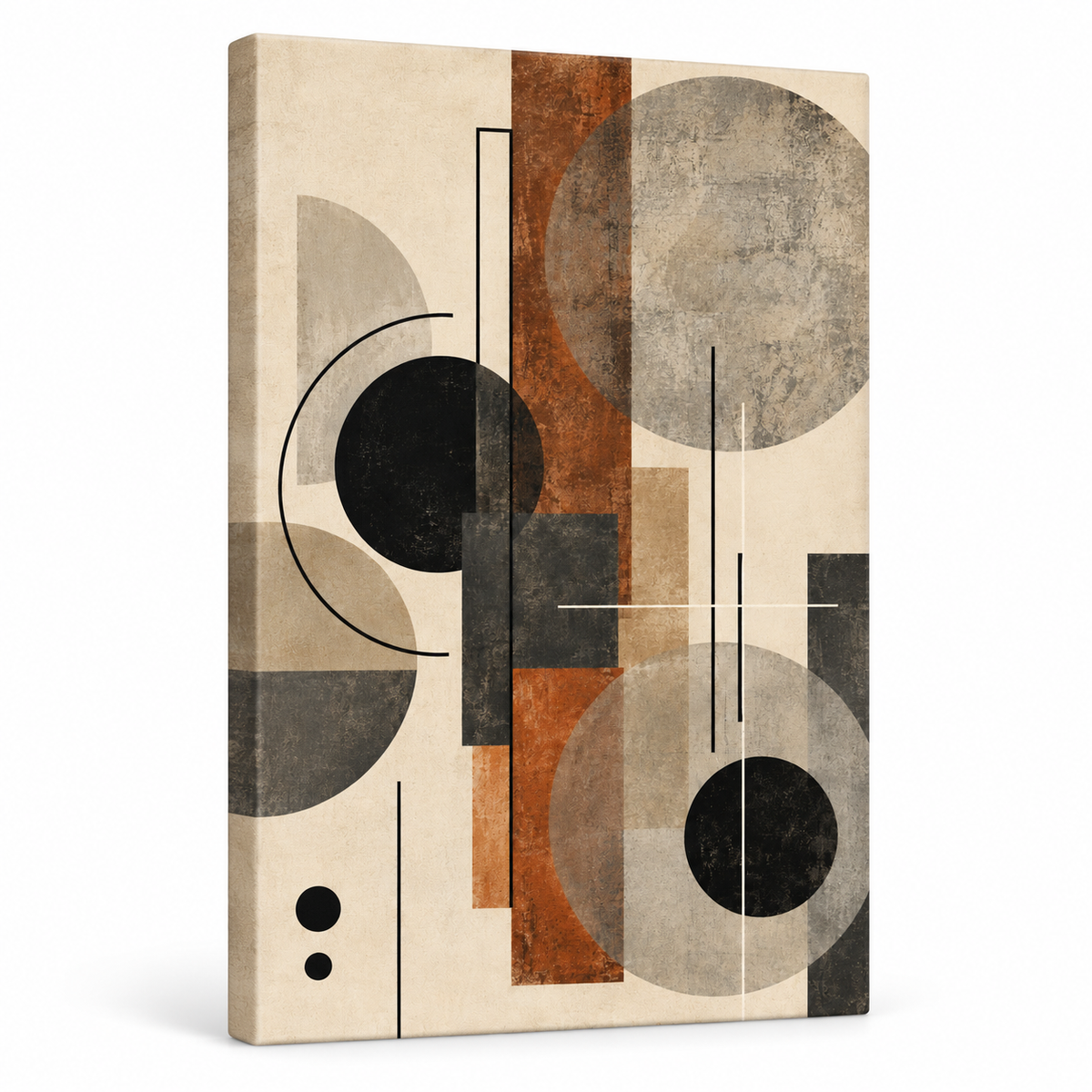 Neutral Circles Geometric Collage — Stretched Canvas product view | AUSJOJO