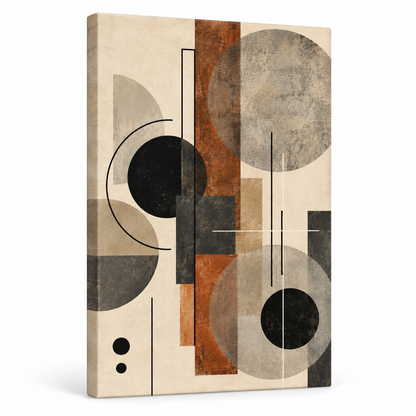 Neutral Circles Geometric Collage — Stretched Canvas product view | AUSJOJO