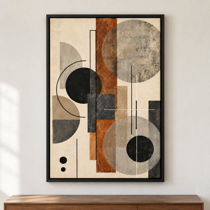 Neutral Circles Geometric Collage — Black Frame room scene | AUSJOJO