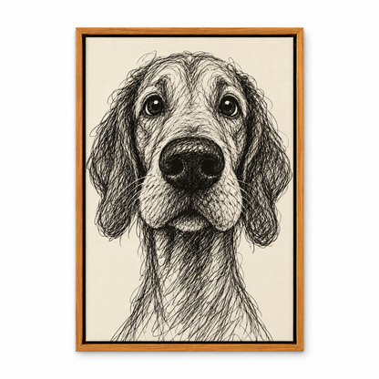 Earnest Scribble Dog Portrait — Brown Frame finish product view | AUSJOJO
