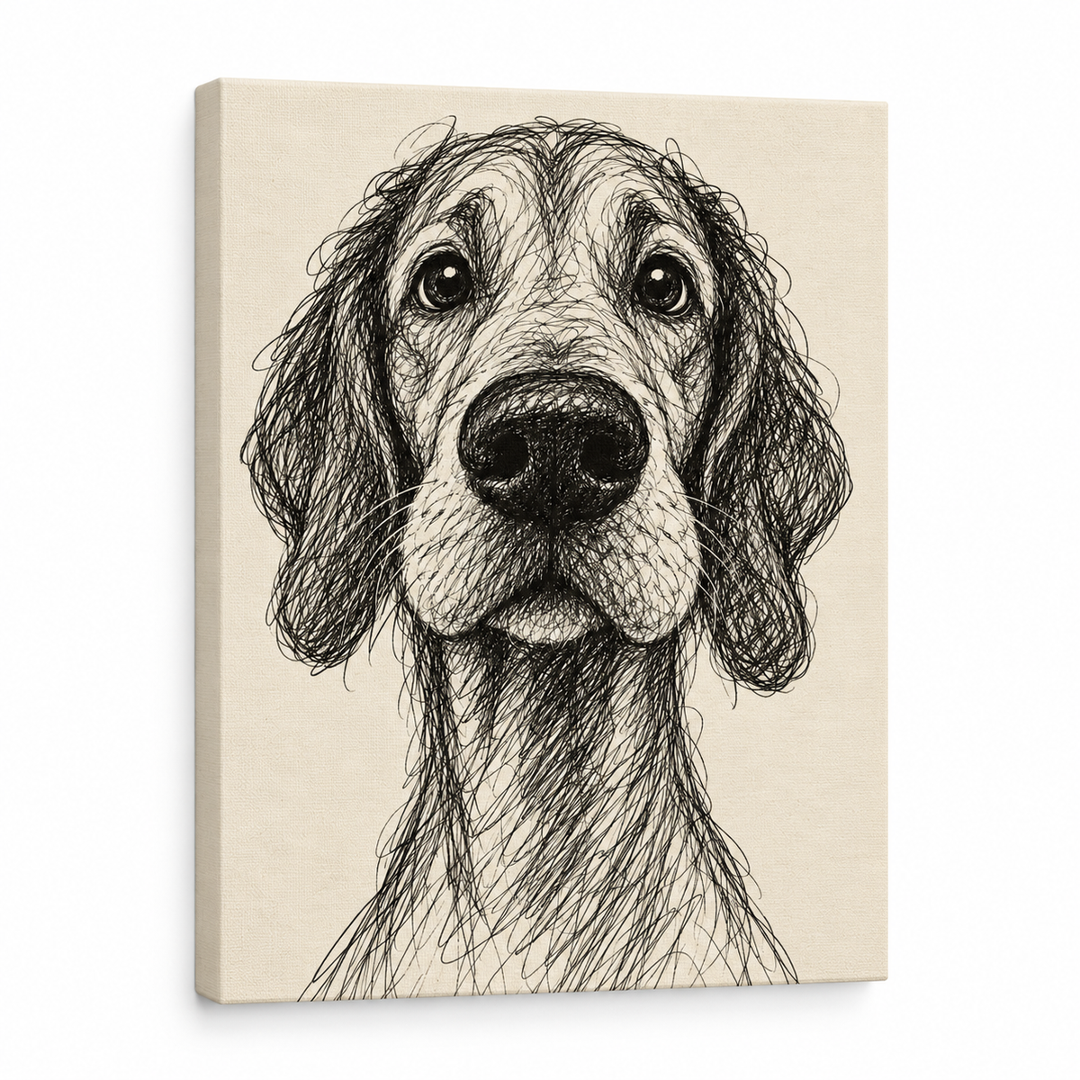 Earnest Scribble Dog Portrait — Stretched Canvas product view | AUSJOJO