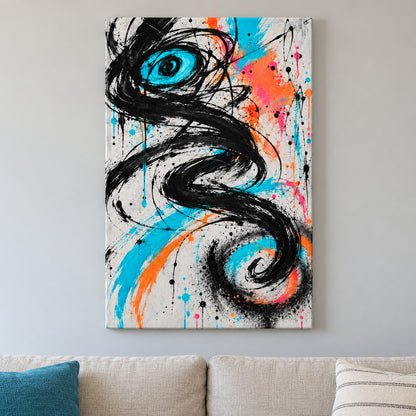 Black Serpentine Graffiti Abstract — framed artwork main view | AUSJOJO