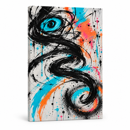 Black Serpentine Graffiti Abstract — Stretched Canvas product view | AUSJOJO