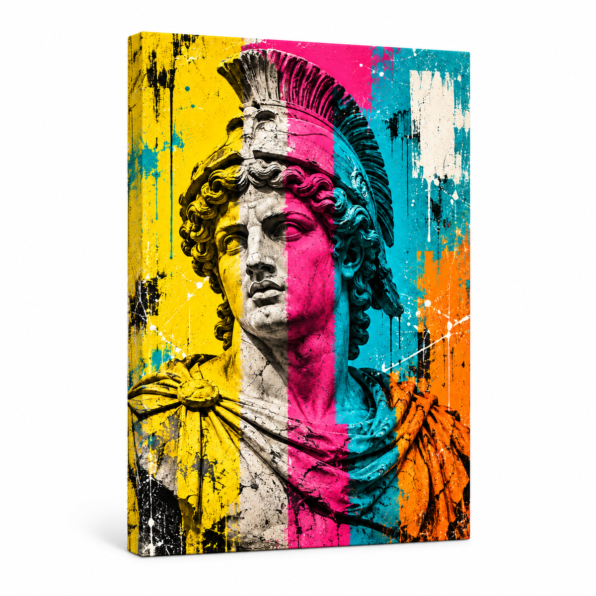 Classical Helmet Bust Pop Art — Stretched Canvas product view | AUSJOJO
