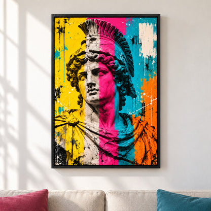 Classical Helmet Bust Pop Art — Black Frame room scene | AUSJOJO
