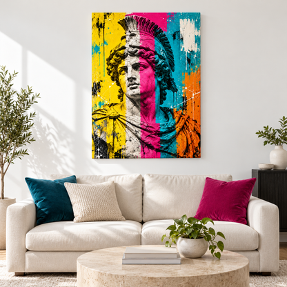 Classical Helmet Bust Pop Art — Stretched Canvas room scene | AUSJOJO