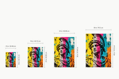 Classical Helmet Bust Pop Art — size comparison guide | AUSJOJO